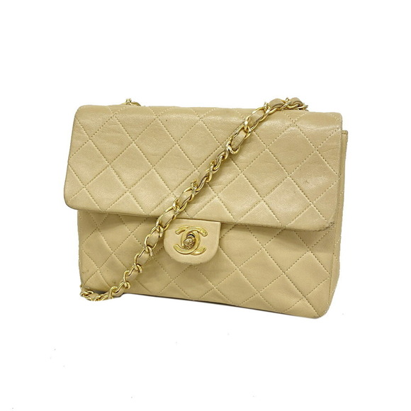 CHANEL Handbags - CHANEL Shoulder Bag Matelasse Chain Lambskin Beige Ladies